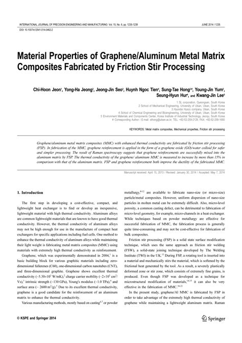 graphene aluminum metal matrix composites fabricated by friction stir processing|Recent progress in graphene.